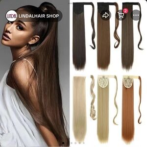 Long Straight Ponytail Extension - Brown